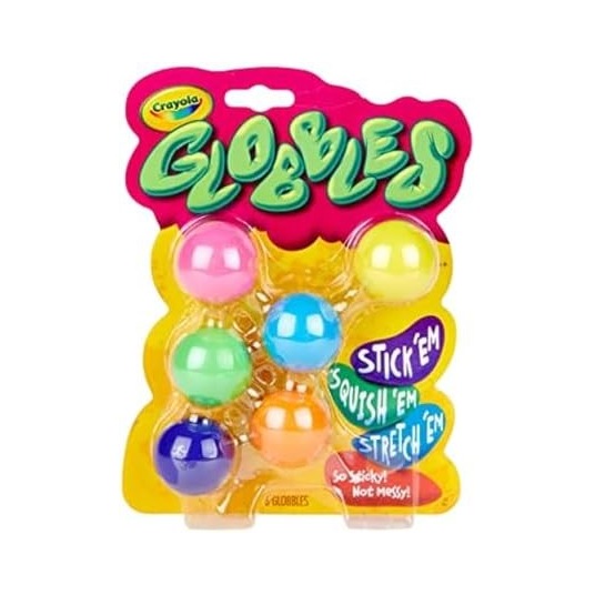 Globbles Fidget Toy (6ct), Stocking Stuffers for Kids, White Elephant Gifts, Sticky Stress Ball for Adults & Kids, Squishy Balls, Calming Sensory Toys for Stress Relief