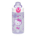Sanrio Sage Kids Water Bottle For School or Travel, 16oz Durable Plastic Water Bottle With Straw, Handle, and Leak-Proof, Pop-Up Spout Cover (Hello Kitty)