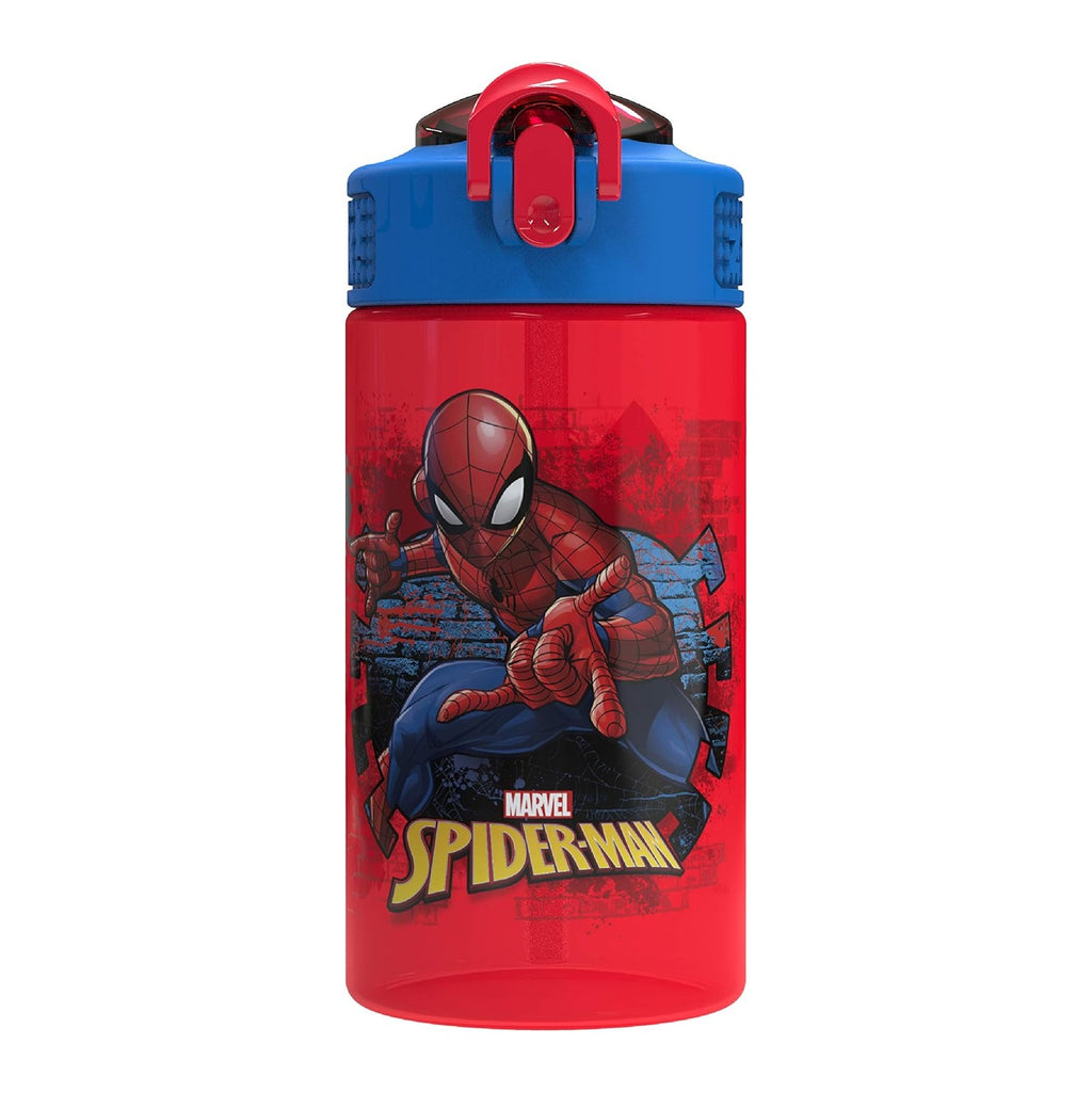 Marvel SpiderMan Kids Spout Cover and Built-in Carrying Loop Made of Plastic, Leak-Proof Water Bottle Design (16 oz, BPA-Free)
