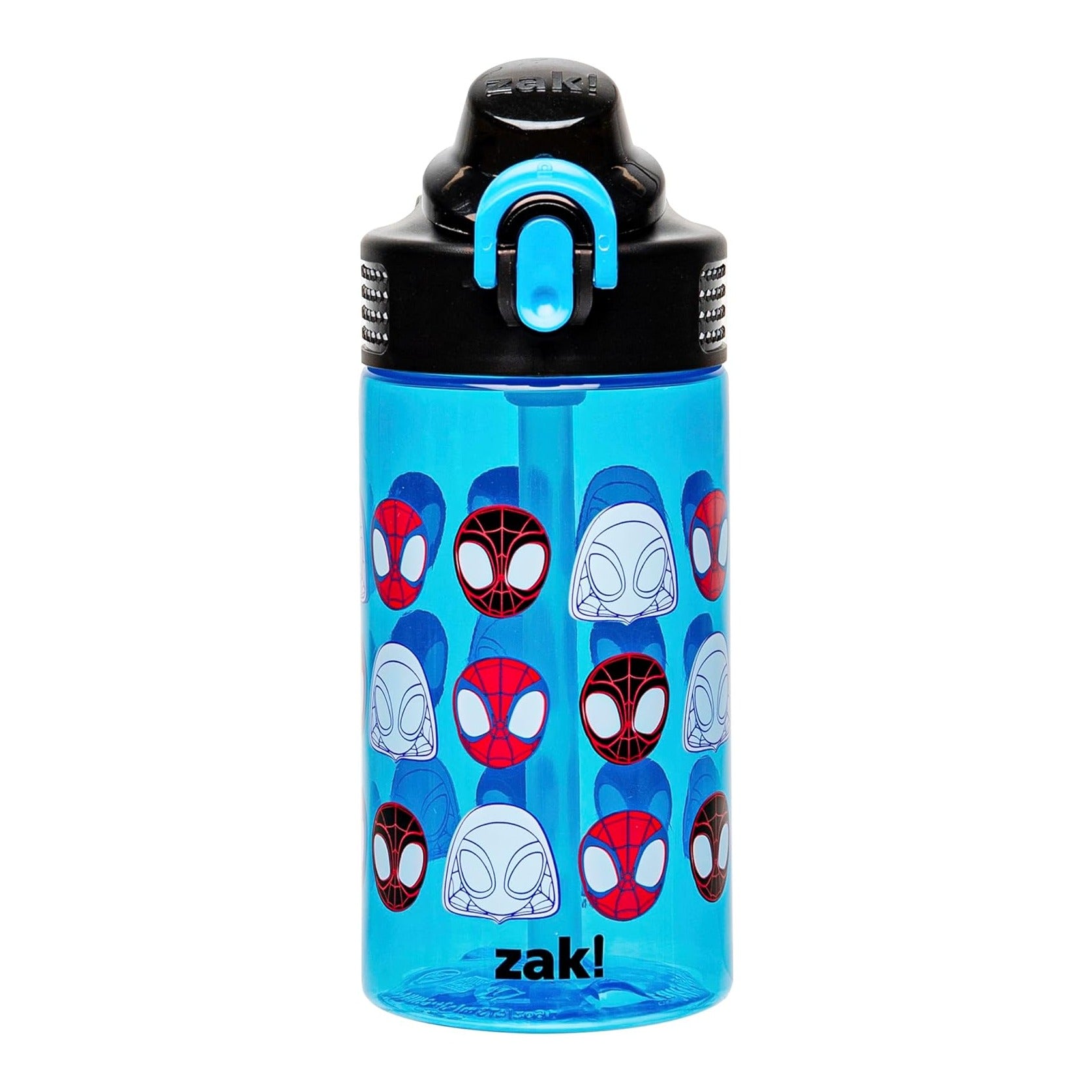 Marvel Spider-Man Sage Water Bottle For School or Travel, 16oz Durable Plastic Water Bottle With Straw, Handle, and Leak-Proof, Pop-Up Spout Cover (Spidey and His Amazing Friends)