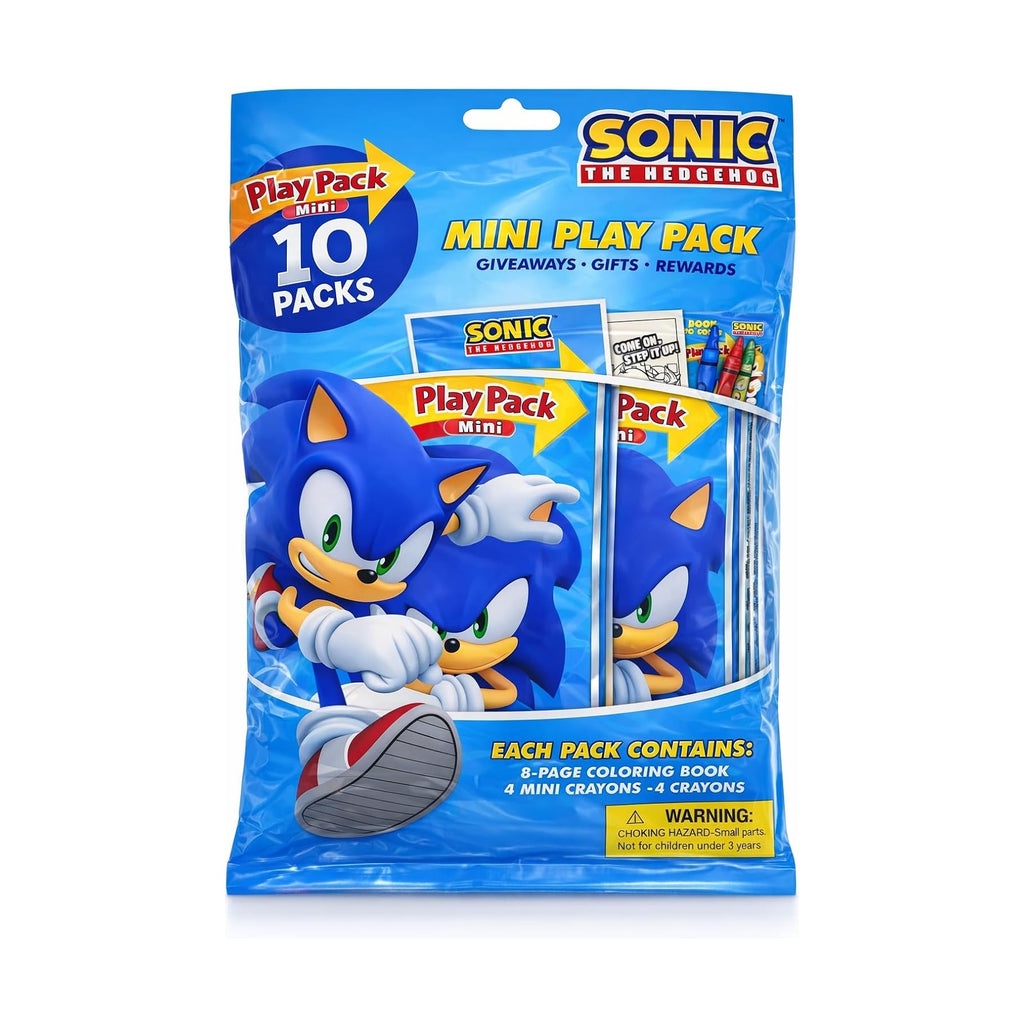 c the Hedgehog Play Packs | Sonic Party Favors | Sonics Coloring Pad, 2 Mini Crayons, and a Sticker | Officially Licensed | 10-Pack Goodie Bags