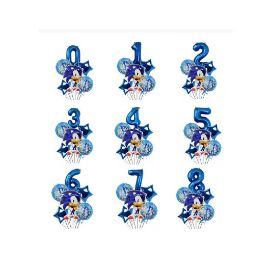 6Pcs Sonic the Hedgehog Foil Balloon Set – Trending Sonic Balloon Bundle with Number Balloon, Cartoon Birthday Party Decorations, Must-Have Supplies for Fans