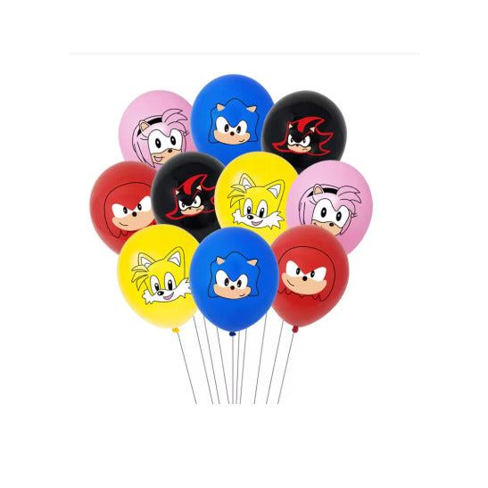 10PCS Sonic the Hedgehog Latex Balloons – Superhero Game Theme Birthday Party Decorations, Happy Birthday Balloons for Kids, Sonic Fans Party Supplies