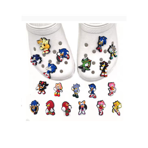 20PCS Sonic the Hedgehog Shoe Charms Set – Game Cartoon PVC Shoe Decorations, Clog & Hole Shoe Buckle Accessories, Sonic Action Figure Charms for Kids Gifts