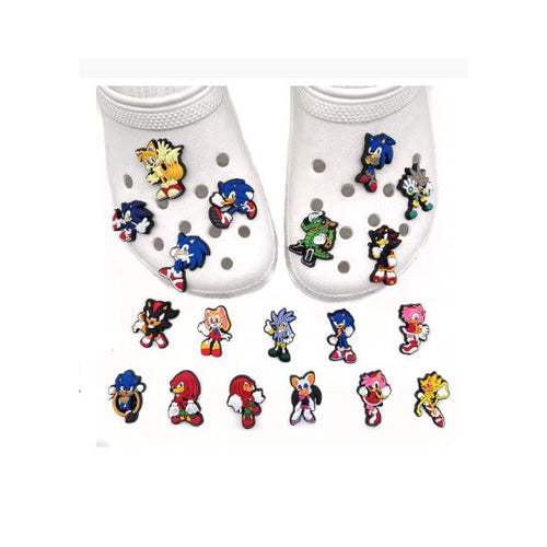 20PCS Sonic the Hedgehog Shoe Charms Set – Game Cartoon PVC Shoe Decorations, Clog & Hole Shoe Buckle Accessories, Sonic Action Figure Charms for Kids Gifts