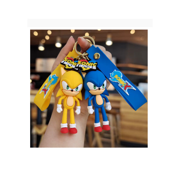 Cartoon Super Sonic Keychain – Game Character Hedgehog Action Doll Pendant, Creative Toy Keyring for School Bags, Backpacks & Keys, Gift for Boys