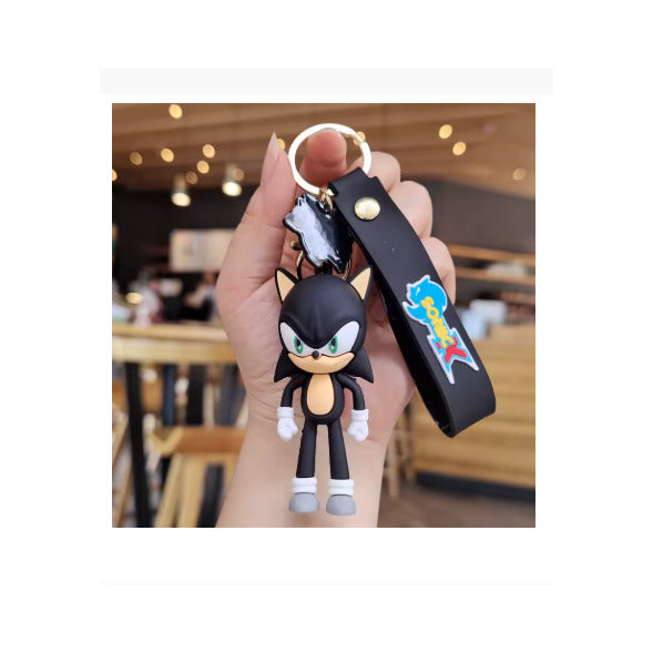 Cartoon Super Sonic Keychain – Game Character Hedgehog Action Doll Pendant, Creative Toy Keyring for School Bags, Backpacks & Keys, Gift for Boys