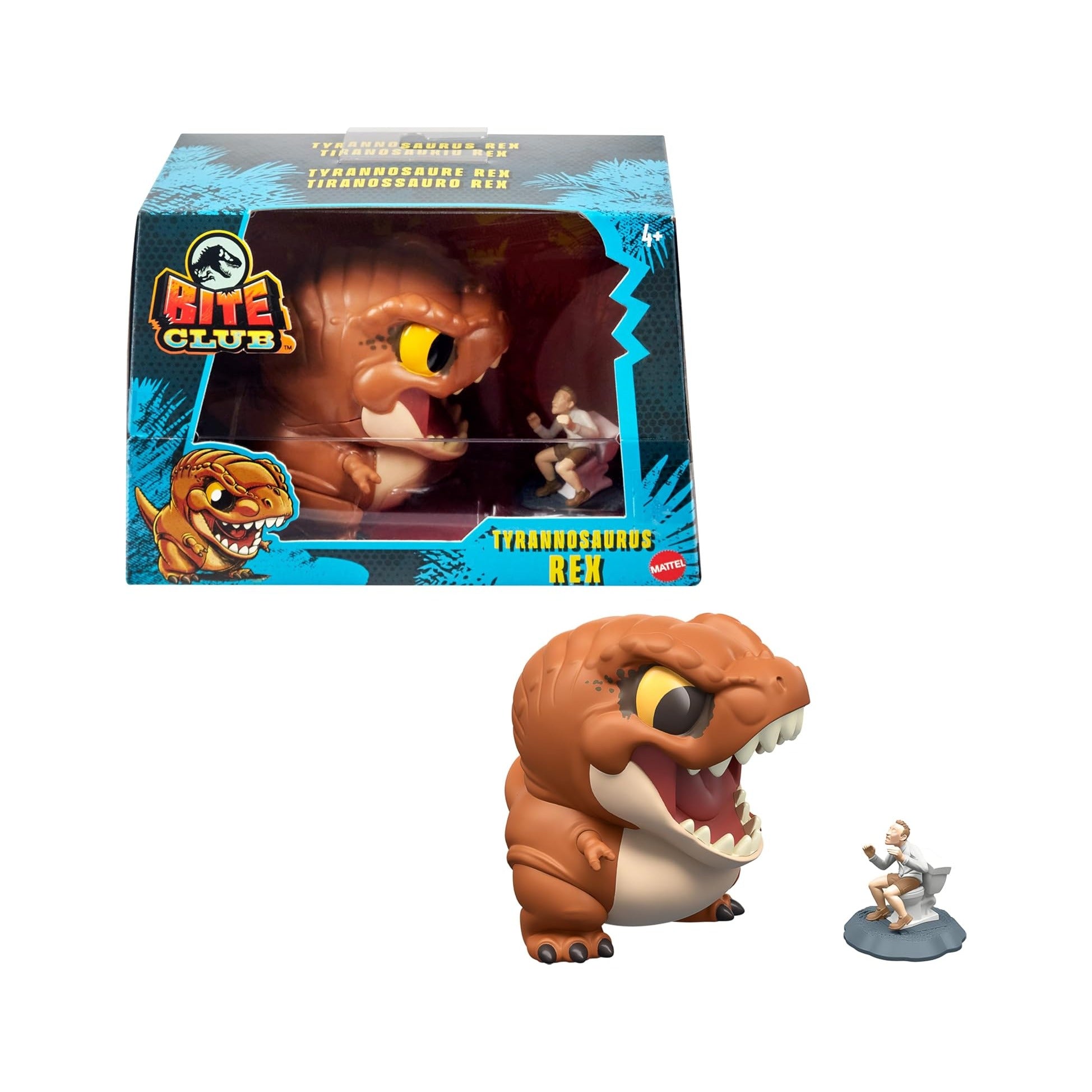 Jurassic World Bite Club Dinosaur Action Figure & Accessory, Tyrannosaurus Rex Chubby-Stylized Toy Collectible