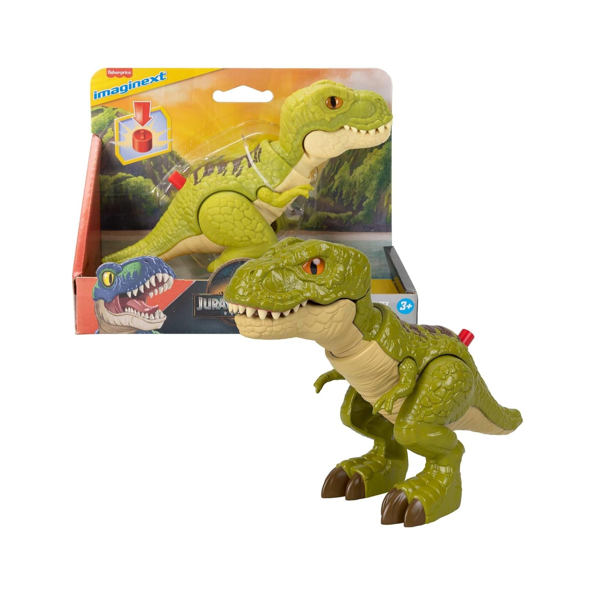 Imaginext Jurassic World Dinosaur Action Figure with Kid-Activated Motion, 8-inch Tyrannosaurus Rex Dino Toy