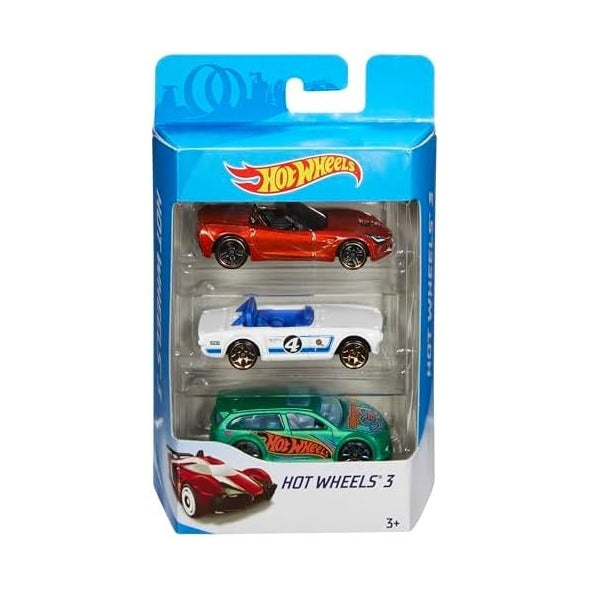 3 Car Pack, Multipack of 3 Vehicles, Instant Starter Set, Collection of 1:64 Scale Toy Sports Cars, Rolling Wheels, for Kids 3 Years & Up
