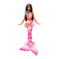 Mermaid Toy Dolls with Surprise Magic Blooming Flowers Feature, Ombre Tails, Pearl Headband Accessory & Long Brown Hair with Purple Highlights