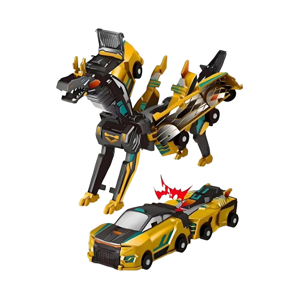 Magnetic Dinosaur Car Toy - 2 in 1 Crash & Transform Vehicle to Dino, No Battery Needed for Kids Age 3-12, Birthday Gift(Golden Dragon)