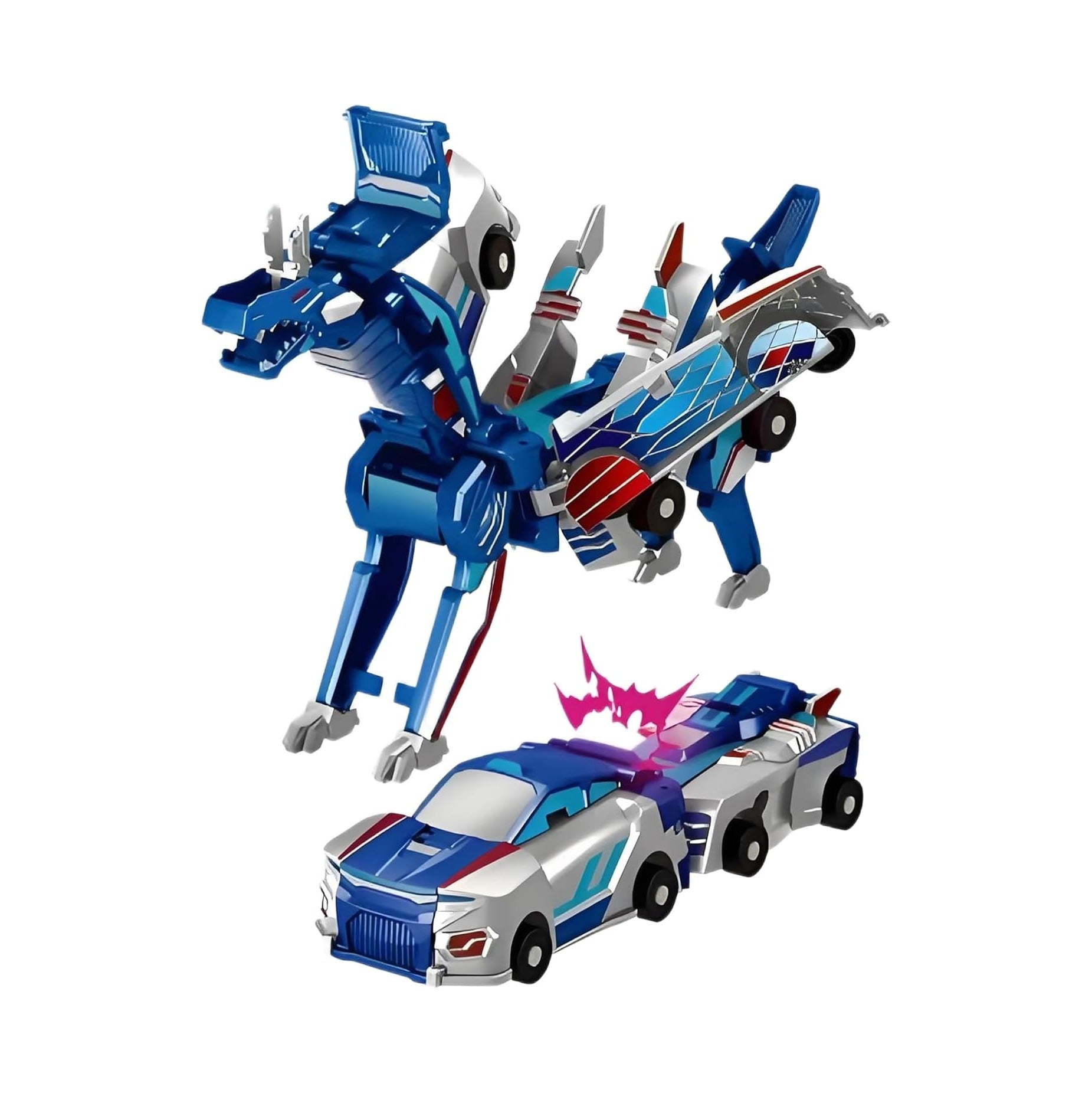 Magnetic Dinosaur Car Toy - 2 in 1 Crash & Transform Vehicle to Dino, No Battery Needed for Kids Age 3-12, Birthday Gift(Golden Dragon)