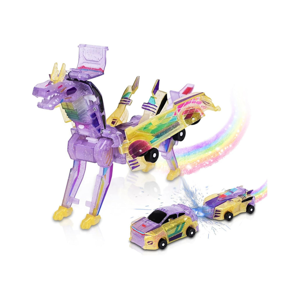 Magnetic Dinosaur Car Toy - 2 in 1 Crash & Transform Vehicle to Dino, No Battery Needed for Kids Age 3-12, Birthday Gift
