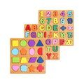 Alphabet Wooden Puzzles for Toddlers 3-5, Pack of 3 ABC, Number and Shape Puzzle, Preschool Educational Learning Toys with Puzzle Board & Letter Blocks for Girls Boys Ages 3 4 5 Years Old