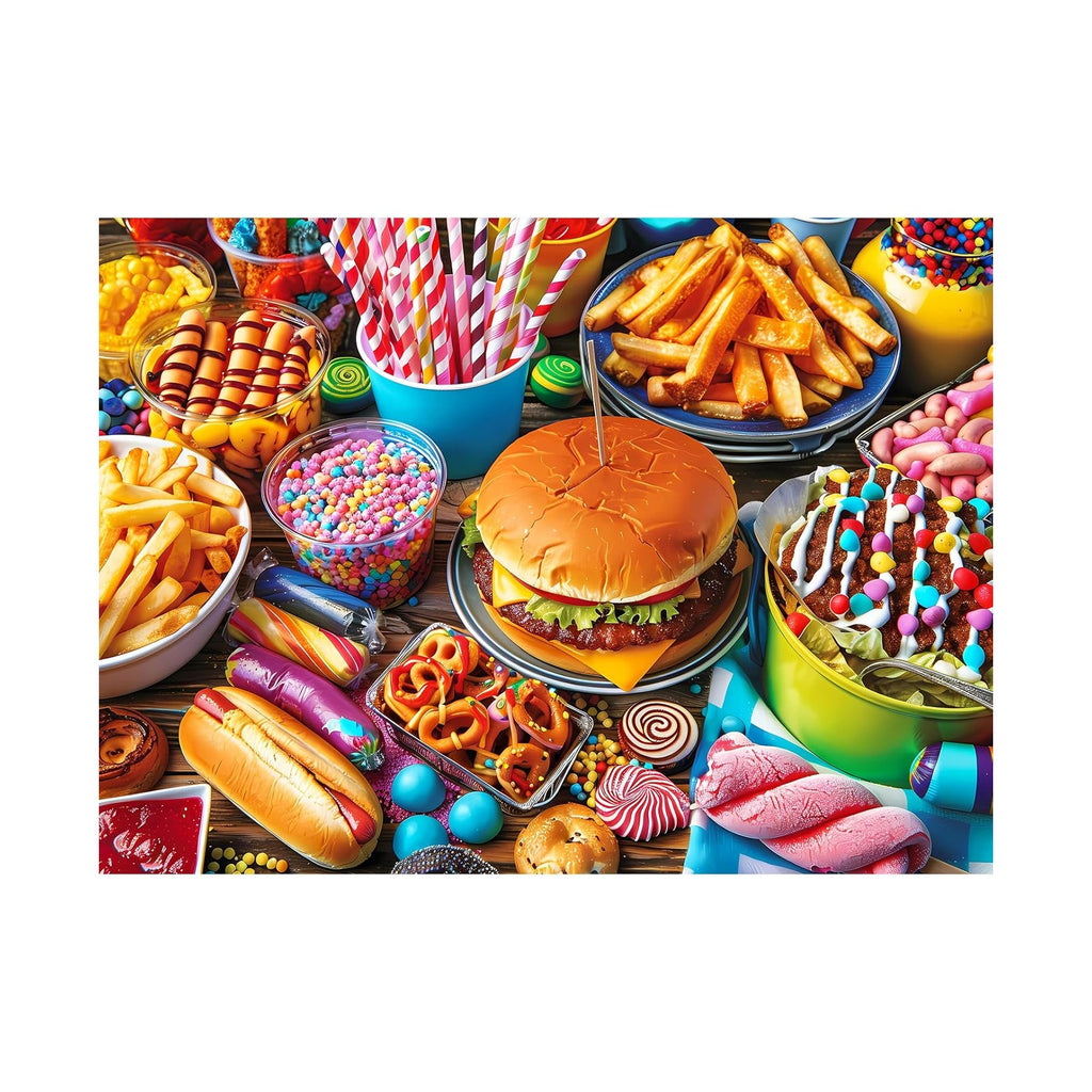 500 Piece Puzzle for Adults, Hamburger Jigsaw Puzzles, Youths Favorite Foods Puzzles 500 Pieces, Birthday and Barious Holiday Party for Family Adult, Funny Puzzle for Adults, 20.5x15 in