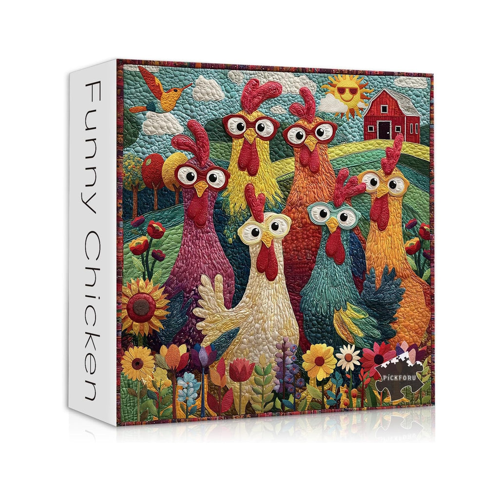 Chicken Puzzles for Adults 1000 Piece, PICKFORU Funny Chicken Jigsaw Puzzle, Garden Farm Flower Animal Rooster Themed, Patchwork Art Challenge Puzzle