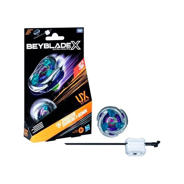 Beyblade X Shadow Shinobi 1-80MN UX Starter Pack Set with Defense Type Top and Launcher; Authentic Takara Tomy Battle Tops Games/Toys for Boys and Girls 8+