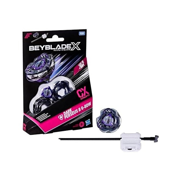 Bey Blade X Dark Perseus B 6-80W CX Starter Pack Set, Defense Type Top and Launcher; Authentic Takara Tomy Battle Tops Games, Toys for Boys and Girls 8+