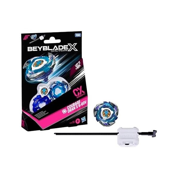 Bey Blade X Courage Dran S 6-60V CX Starter Pack Set, Attack Type Top and Launcher; Authentic Takara Tomy Battle Tops Games, Toys for Boys and Girls 8+