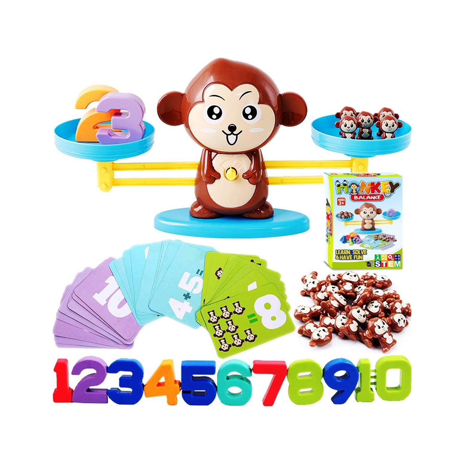 Monkey Scale Balance Counting Toys Math Games STEM Preschool Educational Toys for 3 4 5 Year olds Math Educational Kindergarten Number Learning Games Gifts for Boy Girl Birthdays Christmas
