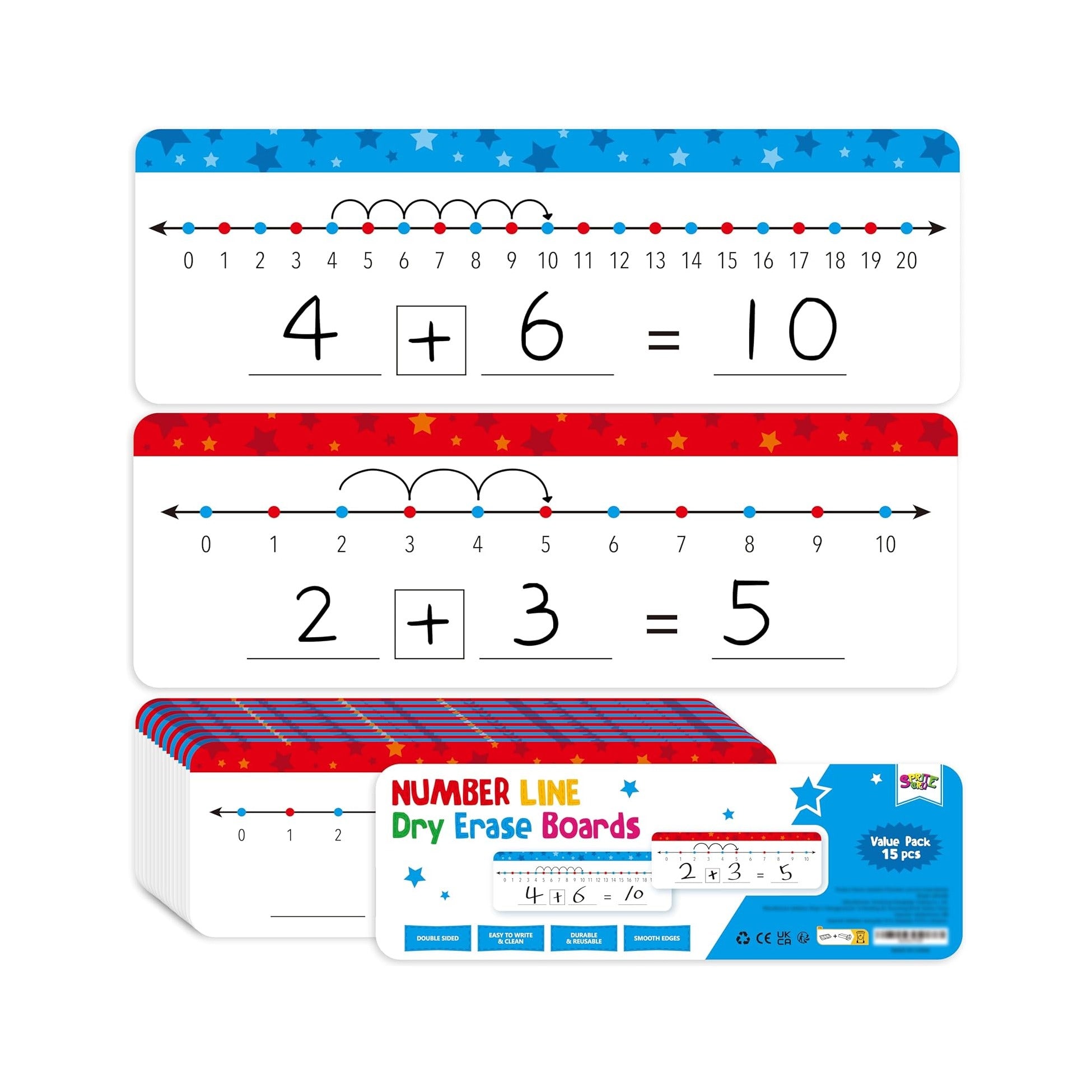 15 PCS Number Line Dry Erase Boards, Double Sided Writable and Erasable Board-0-10 on One Side & 0-20 on Other Side Math White Board for Kids, Students, Classroom and Home
