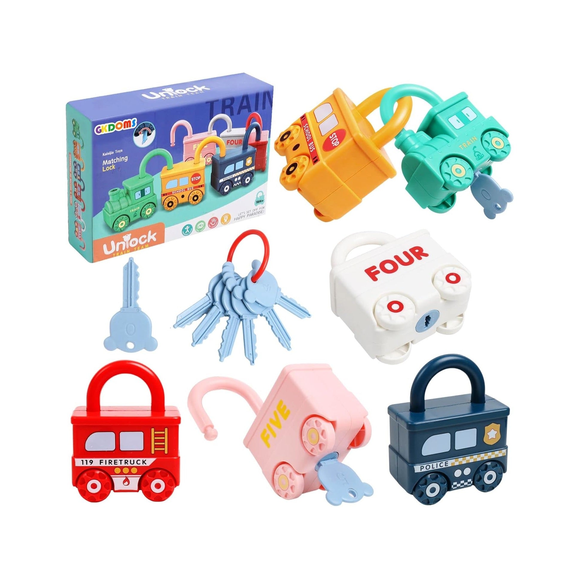 Learning Toys Sorting & Matching Locks and Keys Toddlers Sensory Car Activity Fine Motor Toy, Birthday Party Favors Valentine's Gifts Back to School Stuffers for Kids Age 2-5 Years