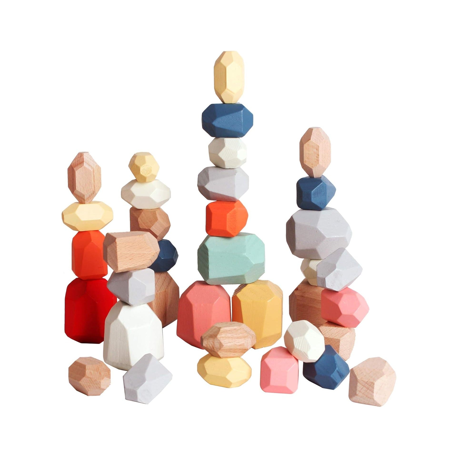 36 PCS Wooden Sorting Stacking Rocks Stones,Sensory Toddler Toys Learning Montessori Toys, Building Blocks Game for Kids 3 4 5 6 Years Boy and Girl Birthday Gifts for Kids