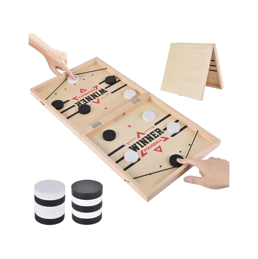 Foldable Large Fast Sling Puck Game Slingshot Games Toy for Adults Table Desktop Battle Wooden Hockey Table Game Family Foosball Winner Board Games