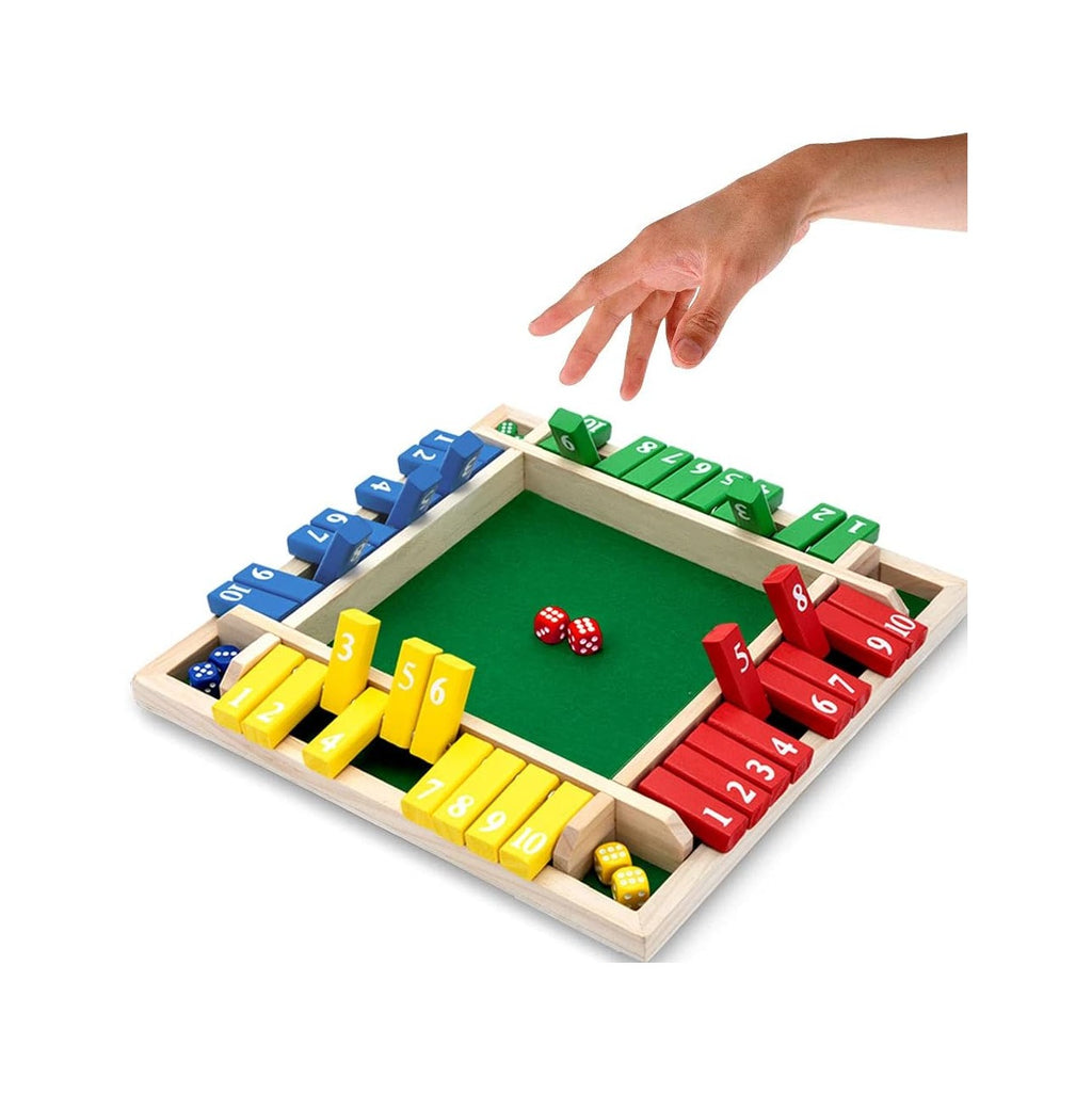 Shut The Box Dice Game,2-4 Player Family Wooden Board Table Math Games for Adults and Kids, 8 Dices Classics Games for Classroom,Home,Party or Pub
