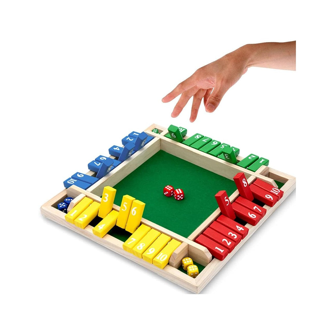 Shut The Box Dice Game,2-4 Player Family Wooden Board Table Math Games for Adults and Kids, 8 Dices Classics Games for Classroom,Home,Party or Pub