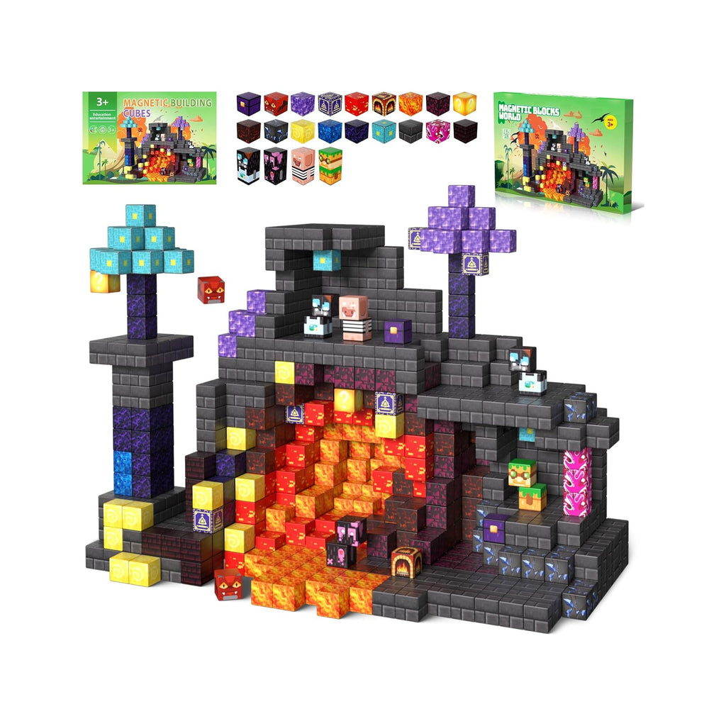 Magnetic Blocks, 160pcs Mine Magnet World Building Toys for Kids, Constructions Toys for Boys & Girls Age 3-4, 5 6 7 8 9 10, STEM Magnetic Building Cubes Kids Sensory Toys Games, Gifts for 3+ Year Old
