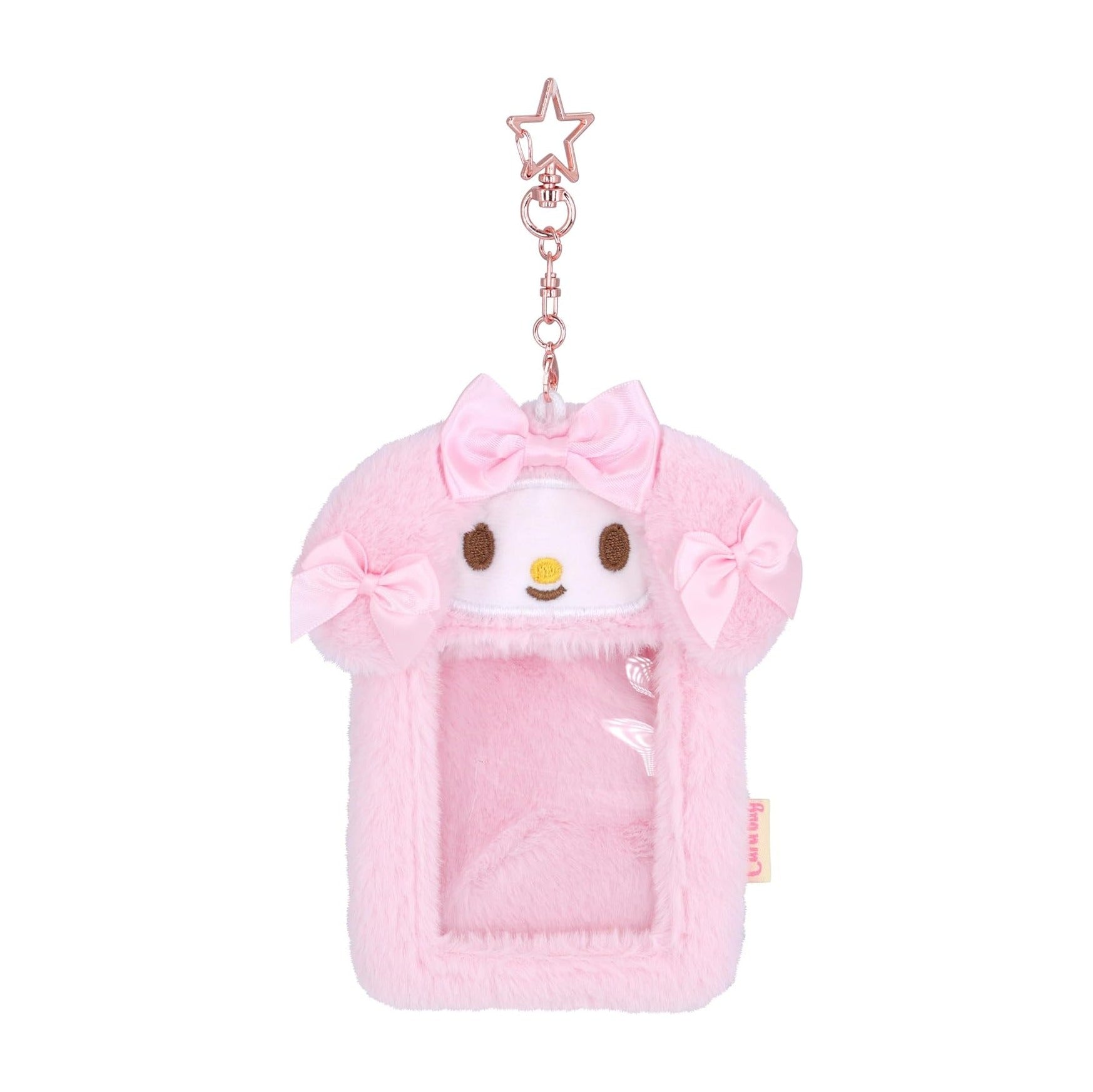 Anime Melody Women Girls Plush Photocard Holder with Keychain Cute Cartoon Photo Card Holder ID Credit Band Card Protector Stainery