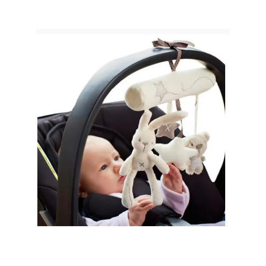 2025 New Hanging Rabbit Baby Toy – Plush Hand Bell Stroller & Car Seat Activity Toy, Soft Crib Mobile Gift for Newborns