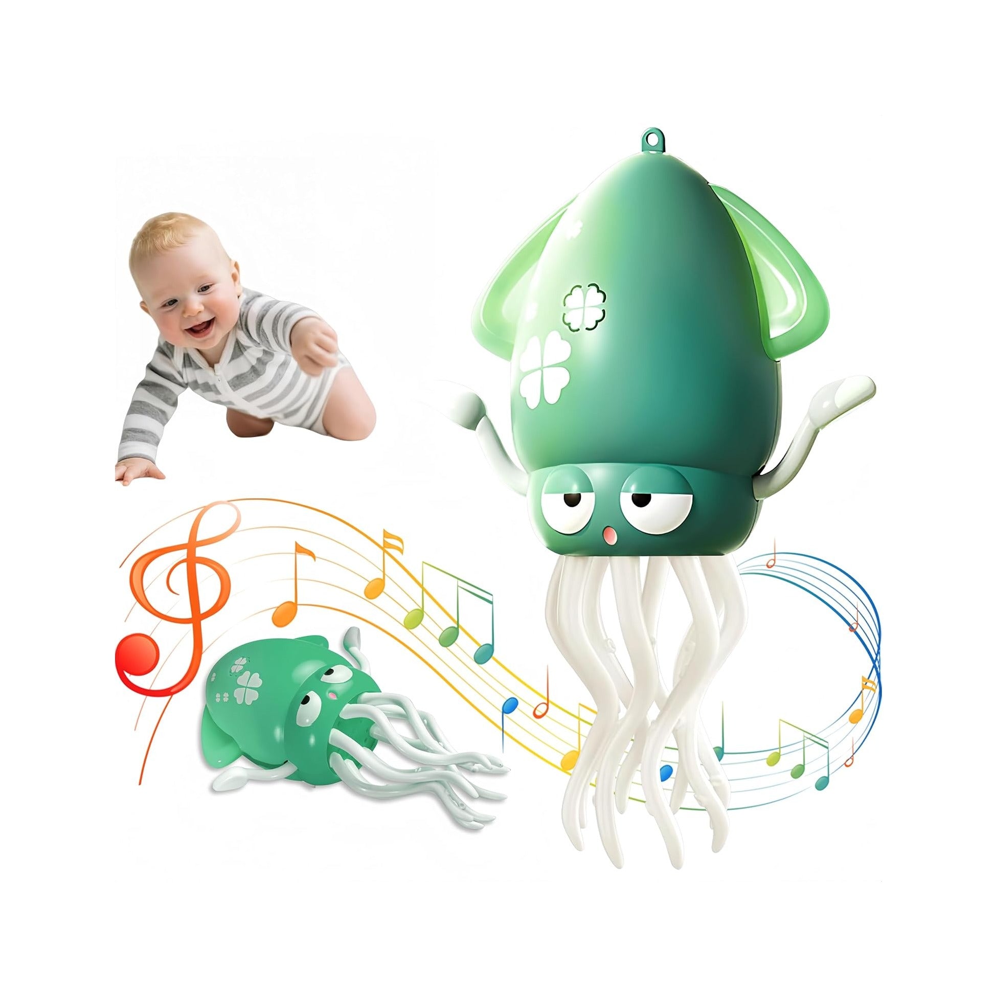 Dancing Octopus Baby Toy,Electric Crawling Octopus Tummy Time Toy,Rechargeable Magic Dancing Music Squid for Kids Ages 3 to 6,Adorable Gifts for Kids’ Birthdays,Funny Office Desk Decoration