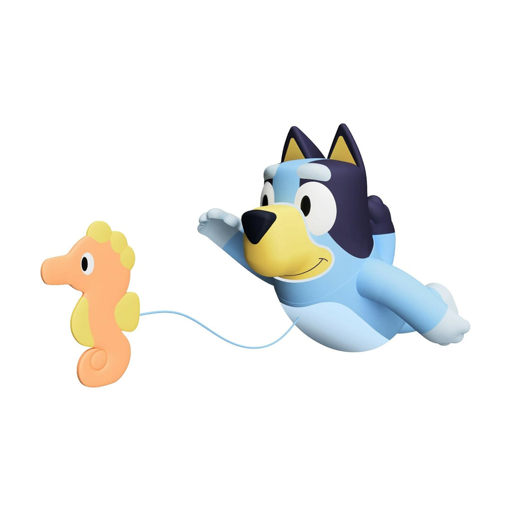 Toomies Swimming Bluey Bath Toy with Seahorse - Bluey Toys for Toddlers - Toddler Water Toys for Tub or Pool That Swims on Back or Front - Ages 18 Months and Up