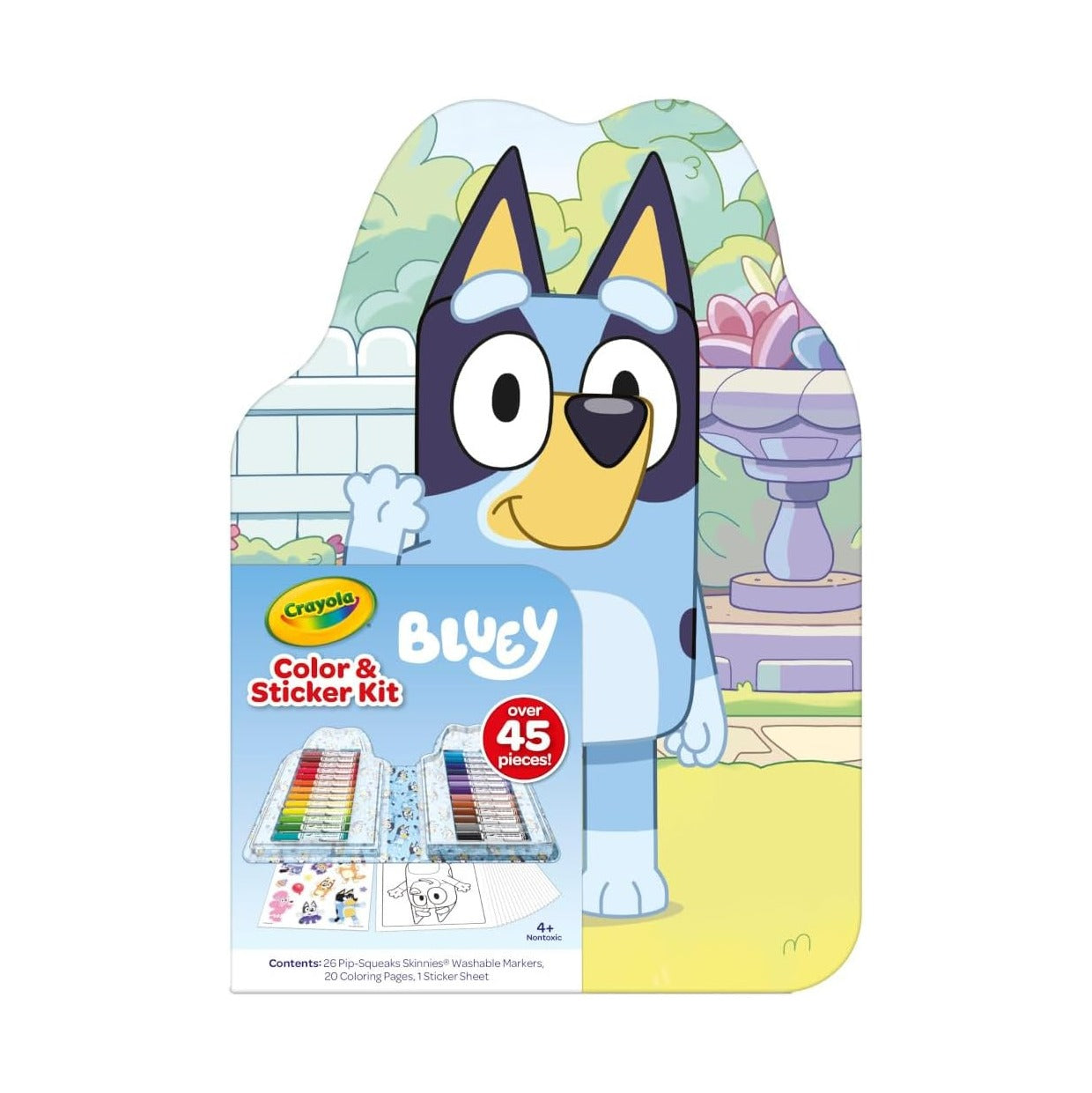 Art Kit for Kids (45pcs), Bluey Coloring Book Pages & Stickers for Kids, Arts & Crafts Set, Toys for Girls & Boys, Gift, 4+