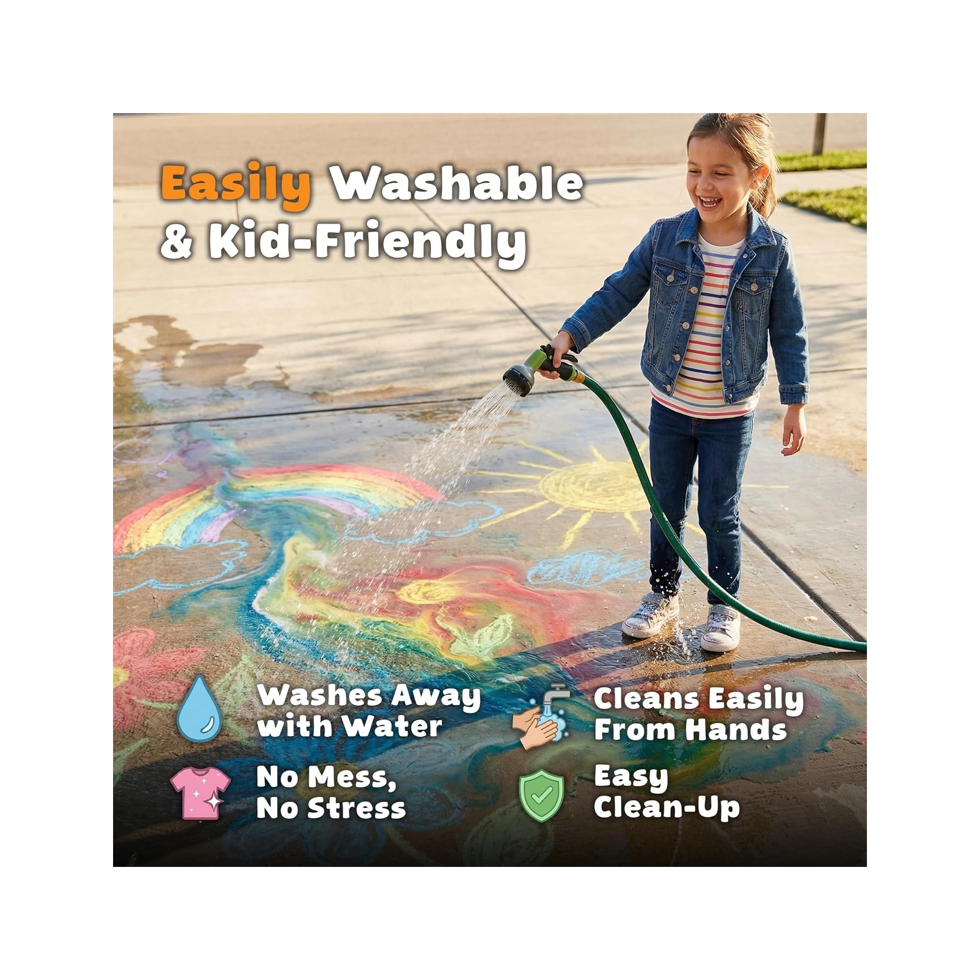 24 PCS Sidewalk Chalk for Kids - 13 Colors Bucket - Non-Toxic Washable Jumbo Chalks - Bulk Colored Set for Kids & Toddlers Outdoor Play, Chalkboard Art - Easy Carry & Mess-Free Storage