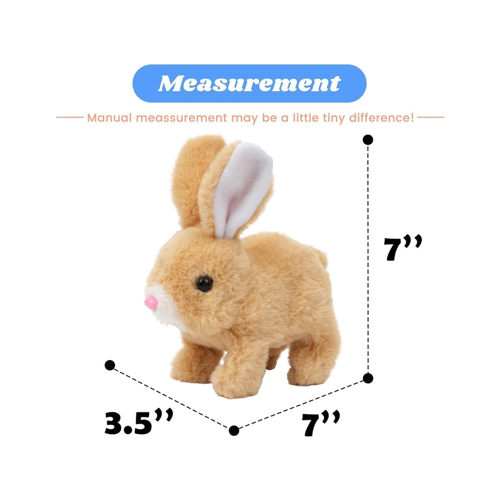 Realistic Bunny Toy - Interactive Plush Rabbit with Sounds and Movements Animated Walking Wiggle Ears Twitch Nose - Easter Gift for Kids (Brown+White)