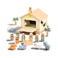 Wooden Nativity Set Montessori Toys for 1 Year Old - Christian Easter Gifts for Kids - Jesus Easter Basket Stuffers - Religious Baptism Gift - Pull Along Wagon Shape Sorter Toddlers