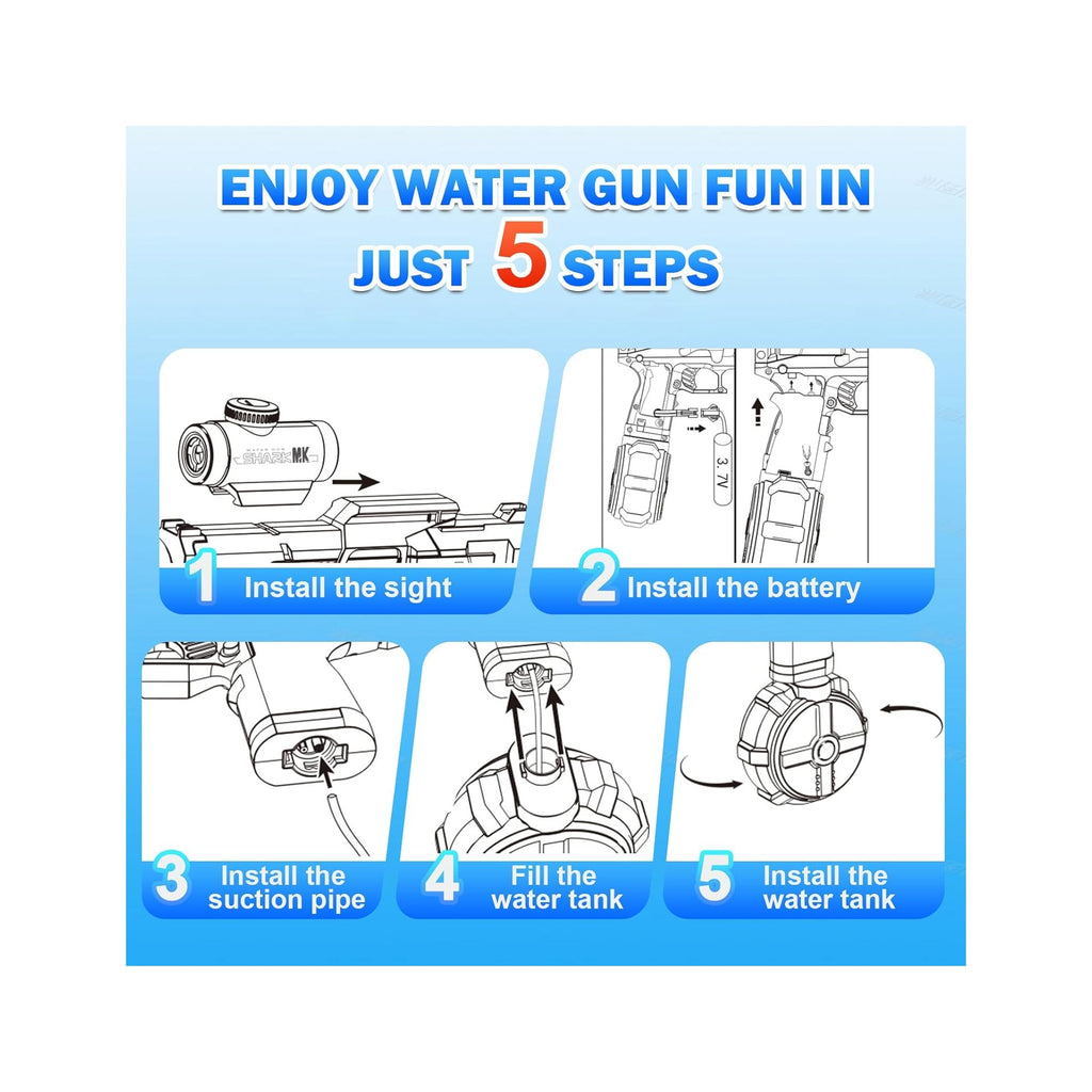 Electric Water Gun for Adults Kids, Automatic WaterGun with Led Light, Long Range Transparent Electric Squirt Gun Blaster Summer Outdoor Pool Party Toys Gifts for Boys Girls