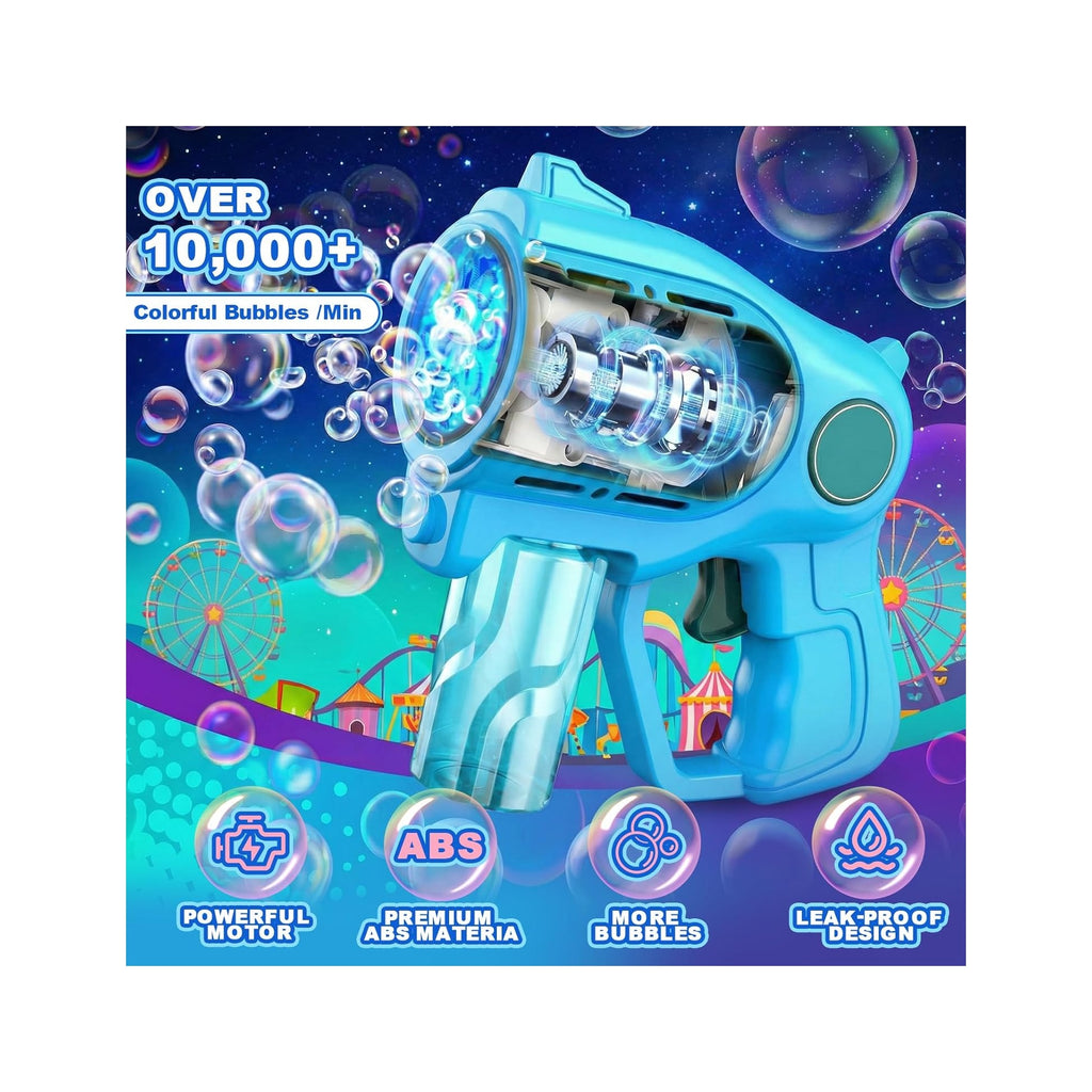 2-Pack Bubble Gun for Toddlers 1-3 Kids 4-8, 15-Holes Automatic Bubble Machine Blower Blaster Maker with 2 Bottles Solution, Easter Party Favors Summer Outdoors Wedding Toys Gifts for Boys Girls