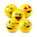 Happy Face Bouncing Balls for Kids & Toddlers (Pack of 5) - Playground Balls w/ 5 Fun Designs - Lightweight Play Bouncy Ball Gifts for Boys & Girls