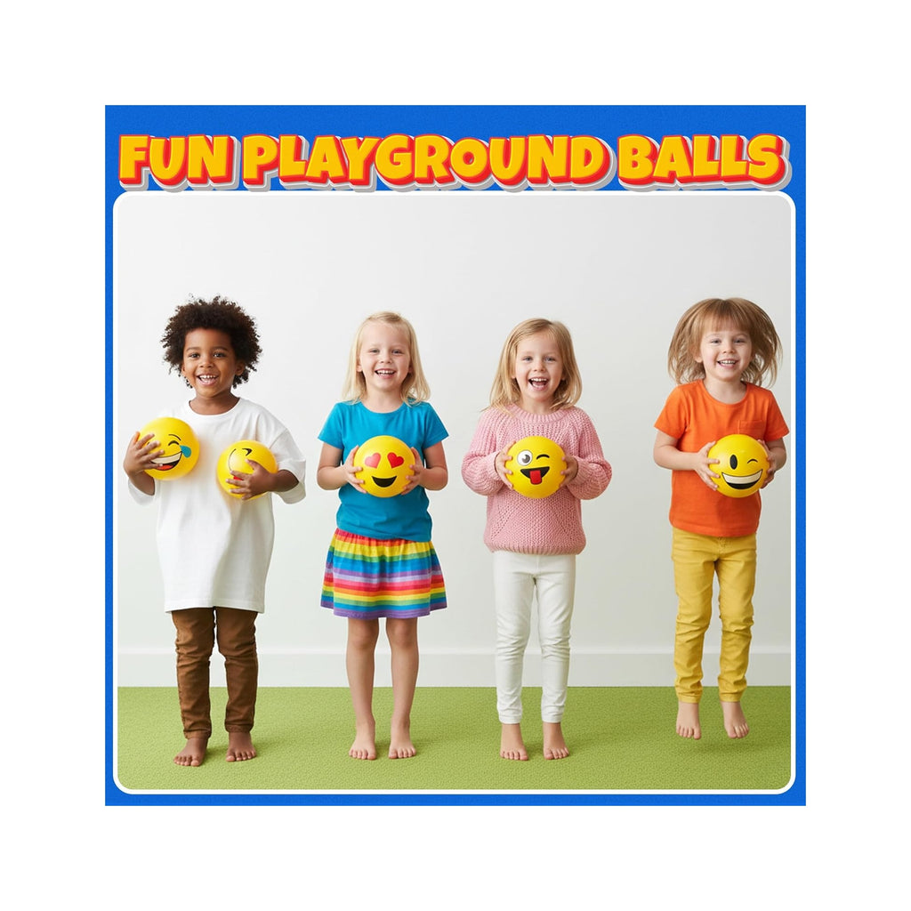 Happy Face Bouncing Balls for Kids & Toddlers (Pack of 5) - Playground Balls w/ 5 Fun Designs - Lightweight Play Bouncy Ball Gifts for Boys & Girls