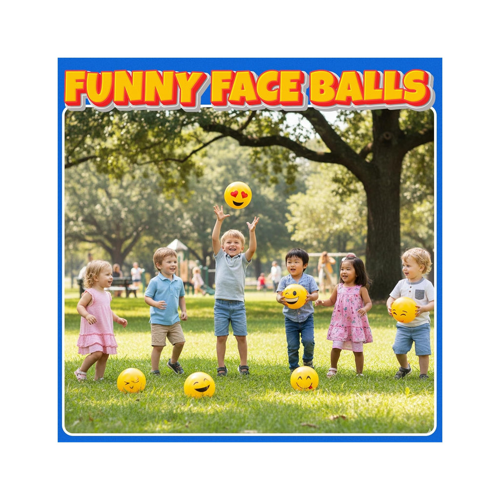 Happy Face Bouncing Balls for Kids & Toddlers (Pack of 5) - Playground Balls w/ 5 Fun Designs - Lightweight Play Bouncy Ball Gifts for Boys & Girls
