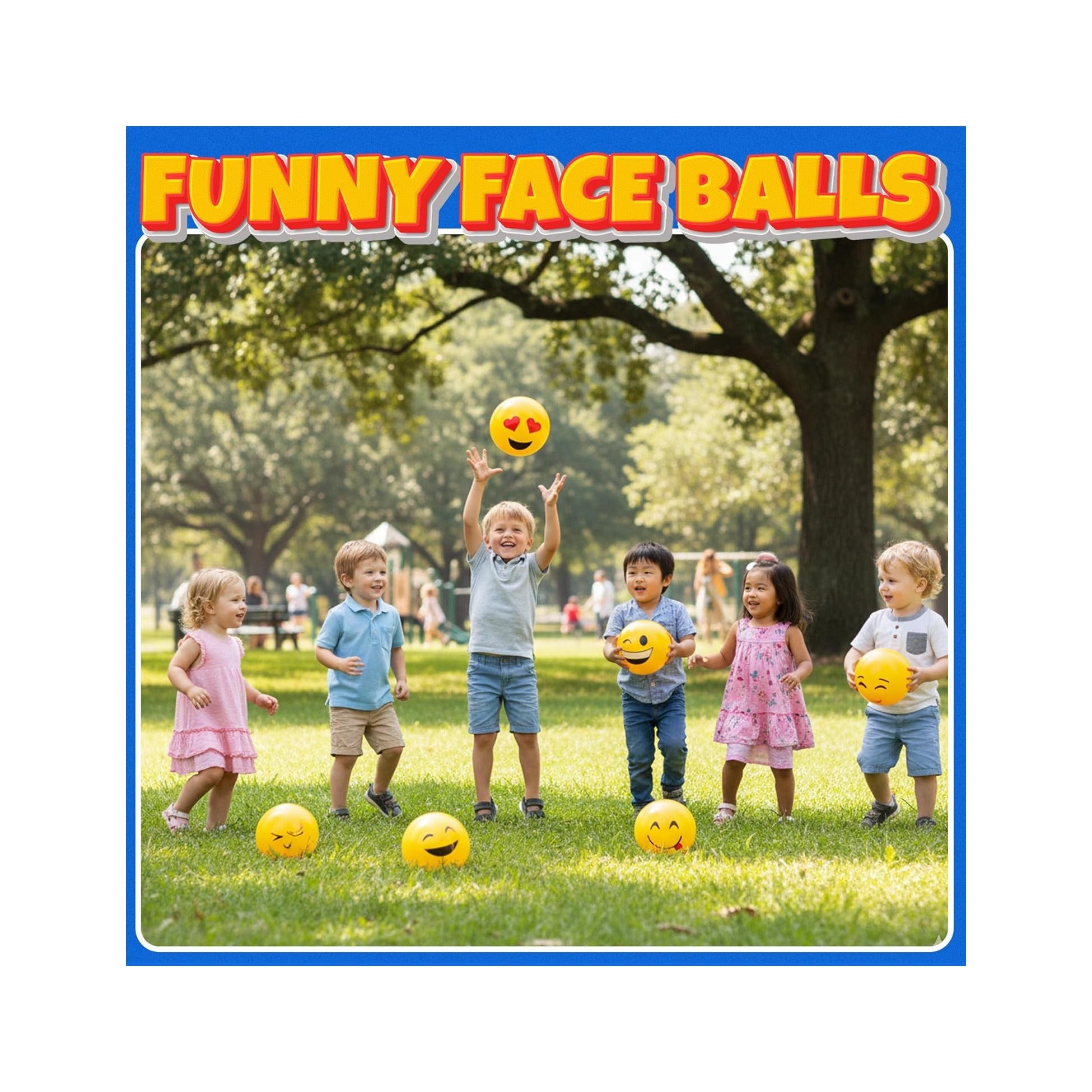 Happy Face Bouncing Balls for Kids & Toddlers (Pack of 5) - Playground Balls w/ 5 Fun Designs - Lightweight Play Bouncy Ball Gifts for Boys & Girls