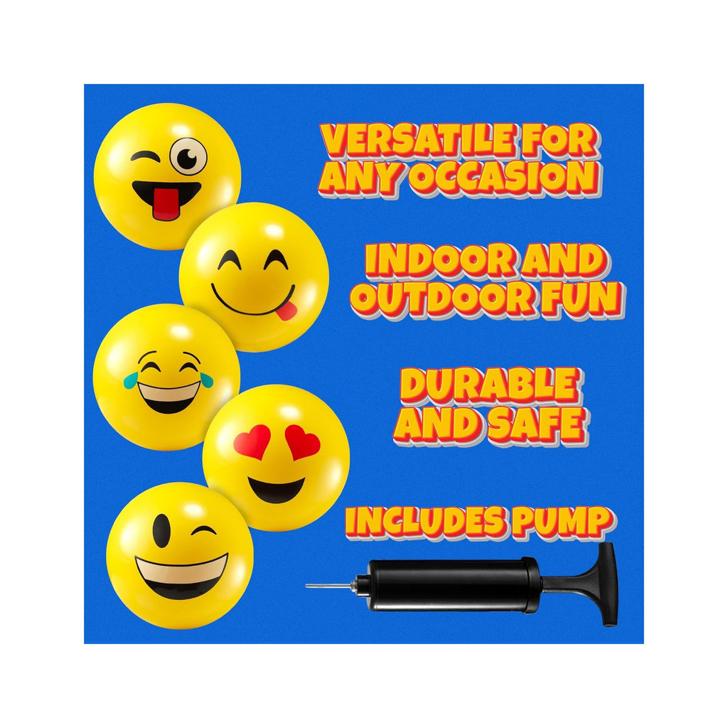 Happy Face Bouncing Balls for Kids & Toddlers (Pack of 5) - Playground Balls w/ 5 Fun Designs - Lightweight Play Bouncy Ball Gifts for Boys & Girls