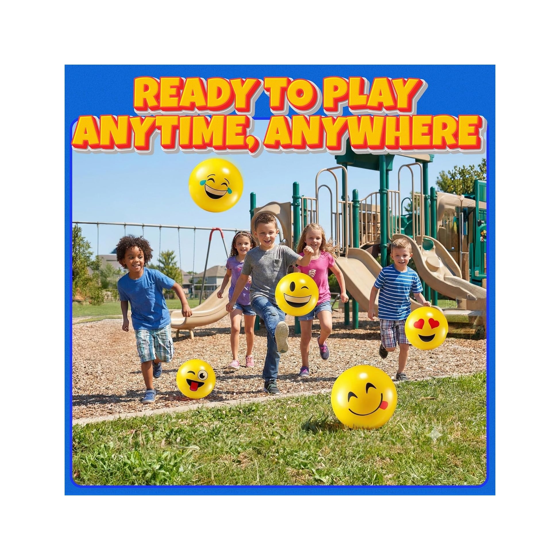 Happy Face Bouncing Balls for Kids & Toddlers (Pack of 5) - Playground Balls w/ 5 Fun Designs - Lightweight Play Bouncy Ball Gifts for Boys & Girls