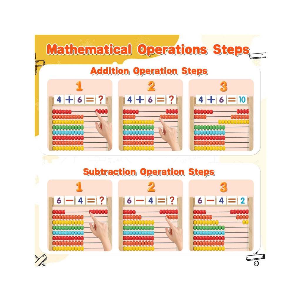 Wooden Abacus for Kids Math Games for Kids 5-7 Abacus Counters Homeschool Counting Toys for 3-5 6-8 Boys Girls Gifts Math Manipulatives Educational Learning Toys for 4 Year Old with Number Cards 1-100