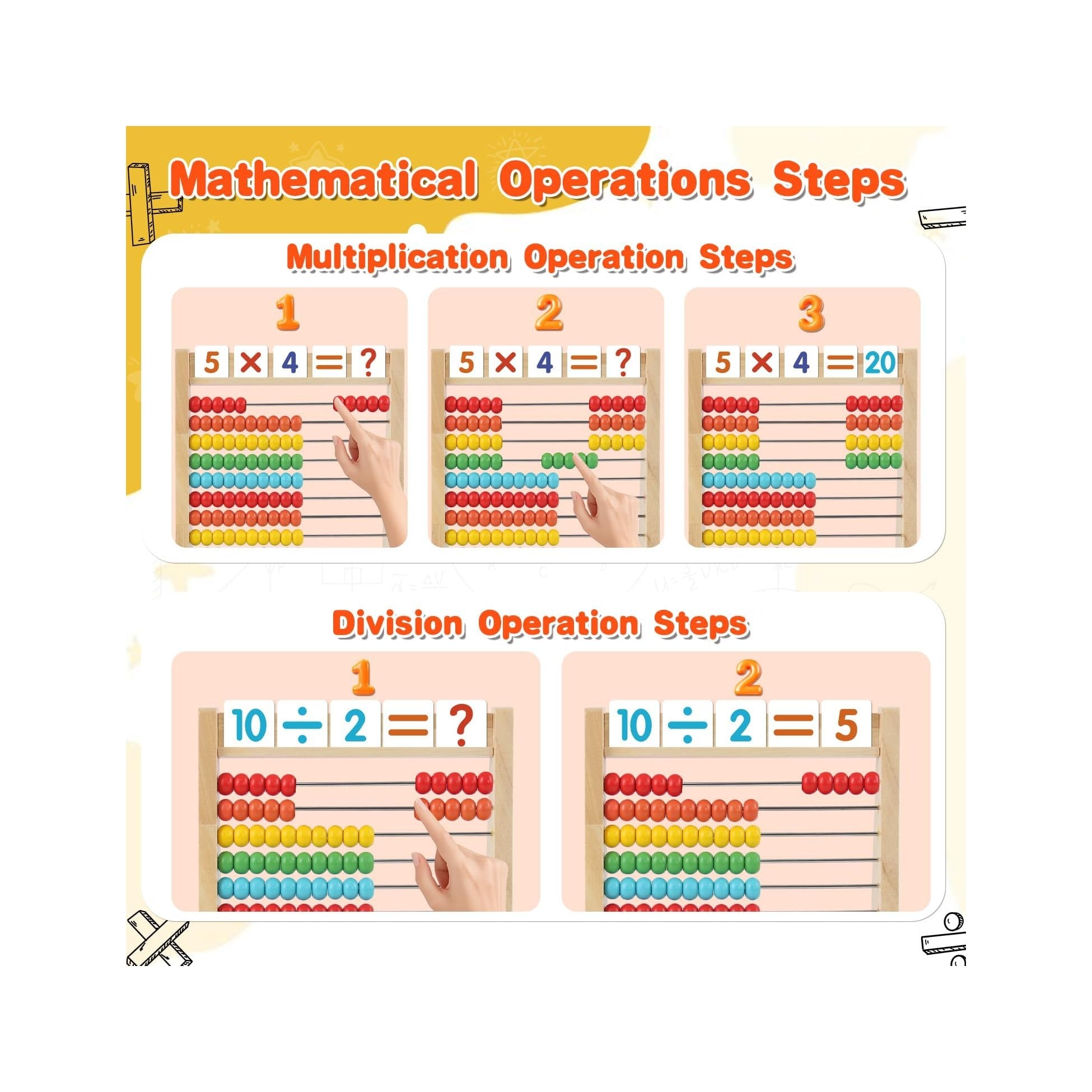 Wooden Abacus for Kids Math Games for Kids 5-7 Abacus Counters Homeschool Counting Toys for 3-5 6-8 Boys Girls Gifts Math Manipulatives Educational Learning Toys for 4 Year Old with Number Cards 1-100